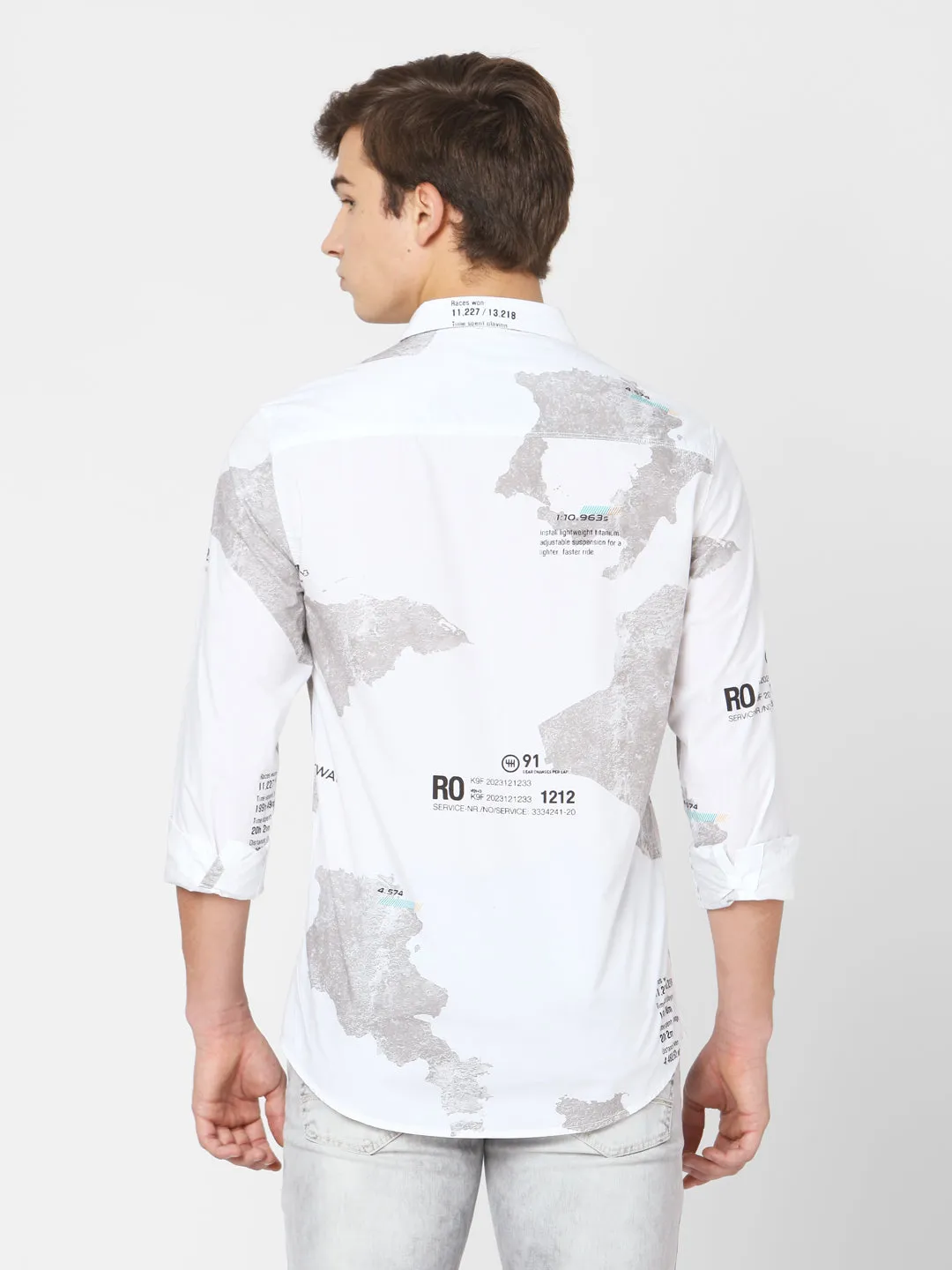 Spykar Men White Cotton Slim Fit Shirts